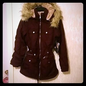 Faux fur trim Anorak Coat
